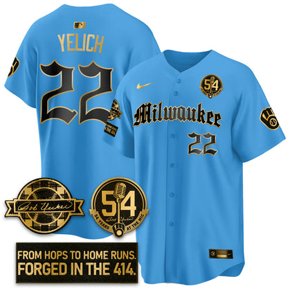MIL Bob Uecker Patch Vapor Premier Limited Jersey - Gothic Edition - All Stitched-DTD