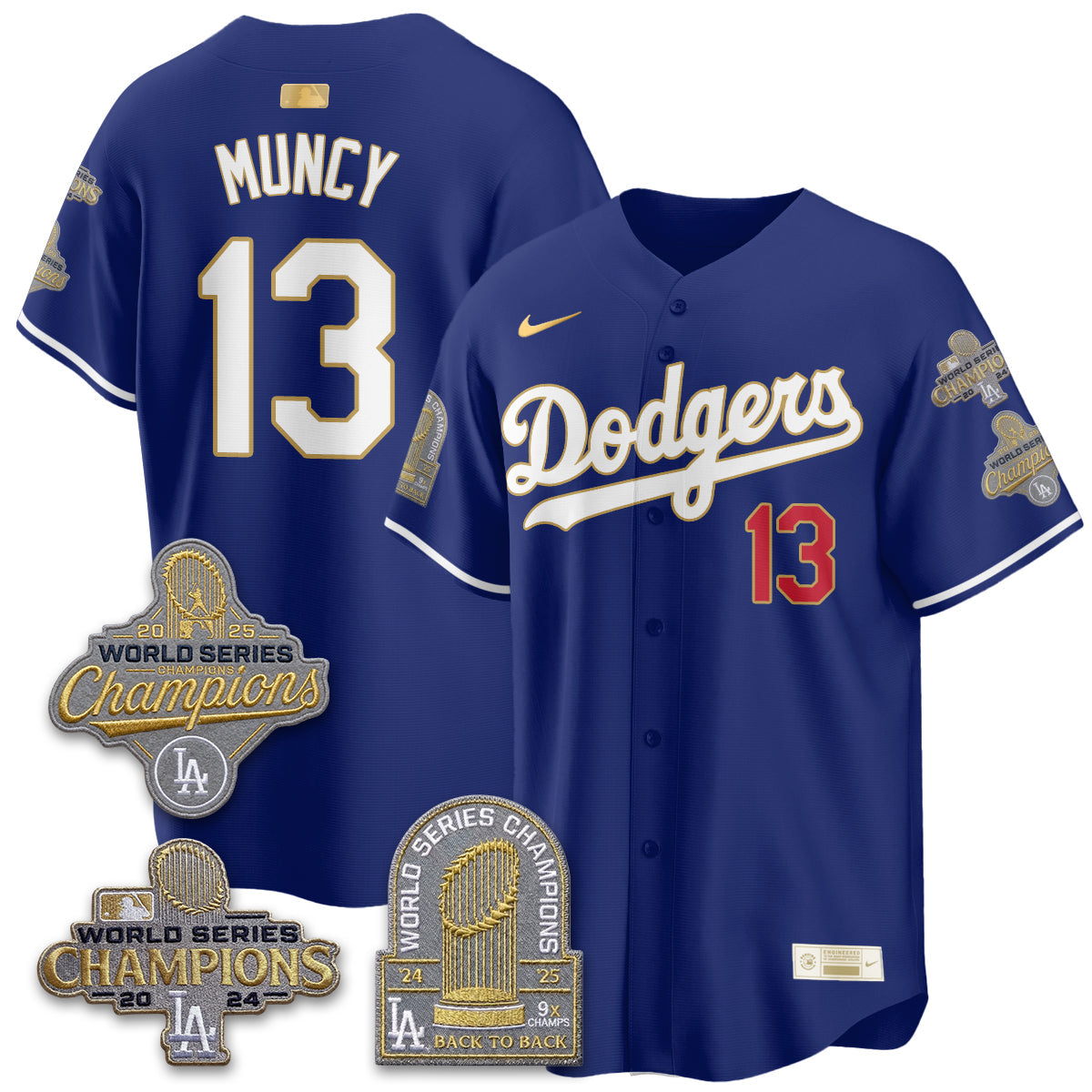 LAD Gold Collection Stadium Vapor Limited Jersey - Back to Back 9x Champs - All Stitched-DTD