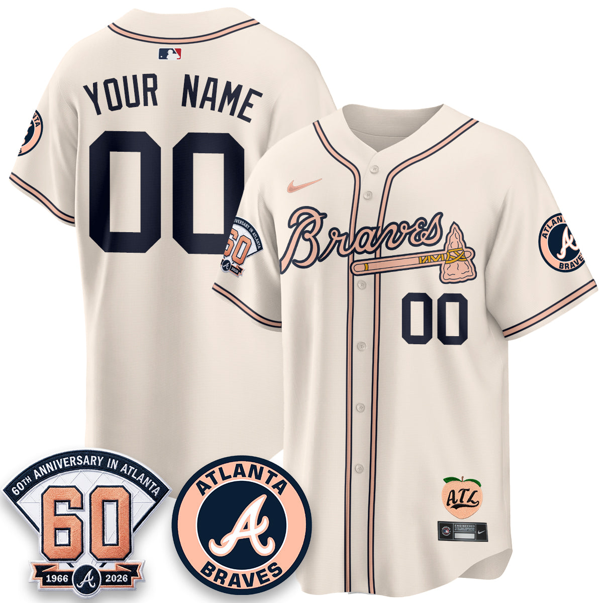 ATL 60th Anniversary Peach Edition Vapor Premier Limited Custom Jersey - All Stitched-DTD