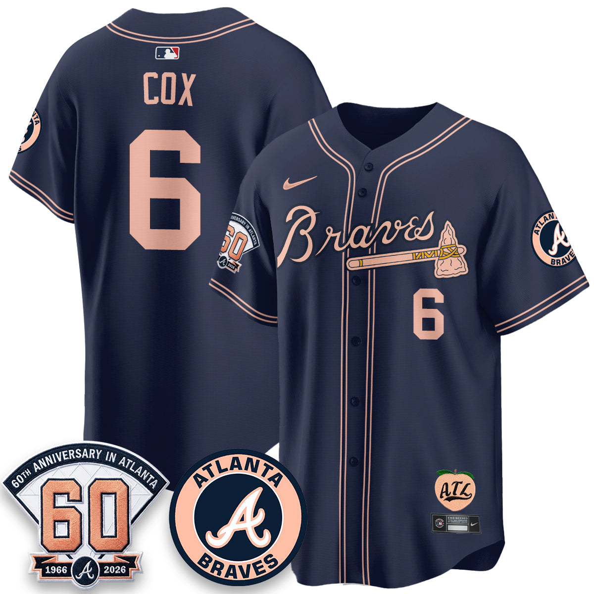 ATL 60th Anniversary Peach Edition Vapor Premier Limited Jersey - All Stitched-DTD