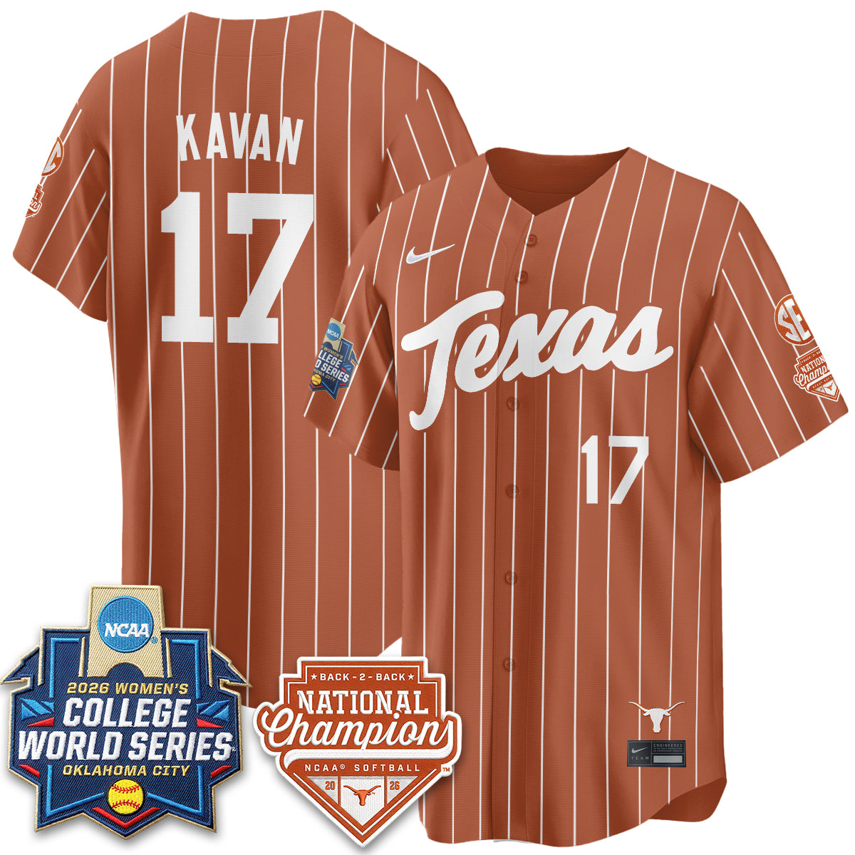 TEX Softball 2026 World Series (WCWS) Vapor Premier Limited Jersey - B2B Champs - All Stitched-DTD