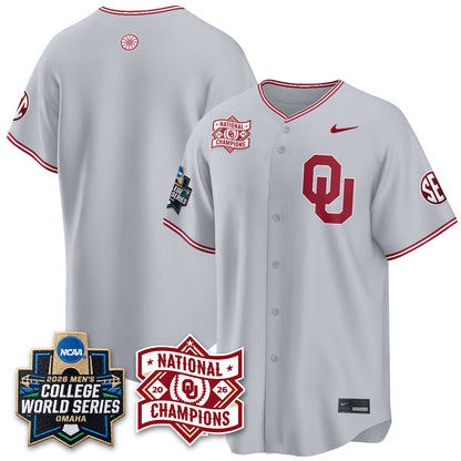 OU 2026 NCAA Baseball College World Series Champions Vapor Jersey - Stitched-DTD