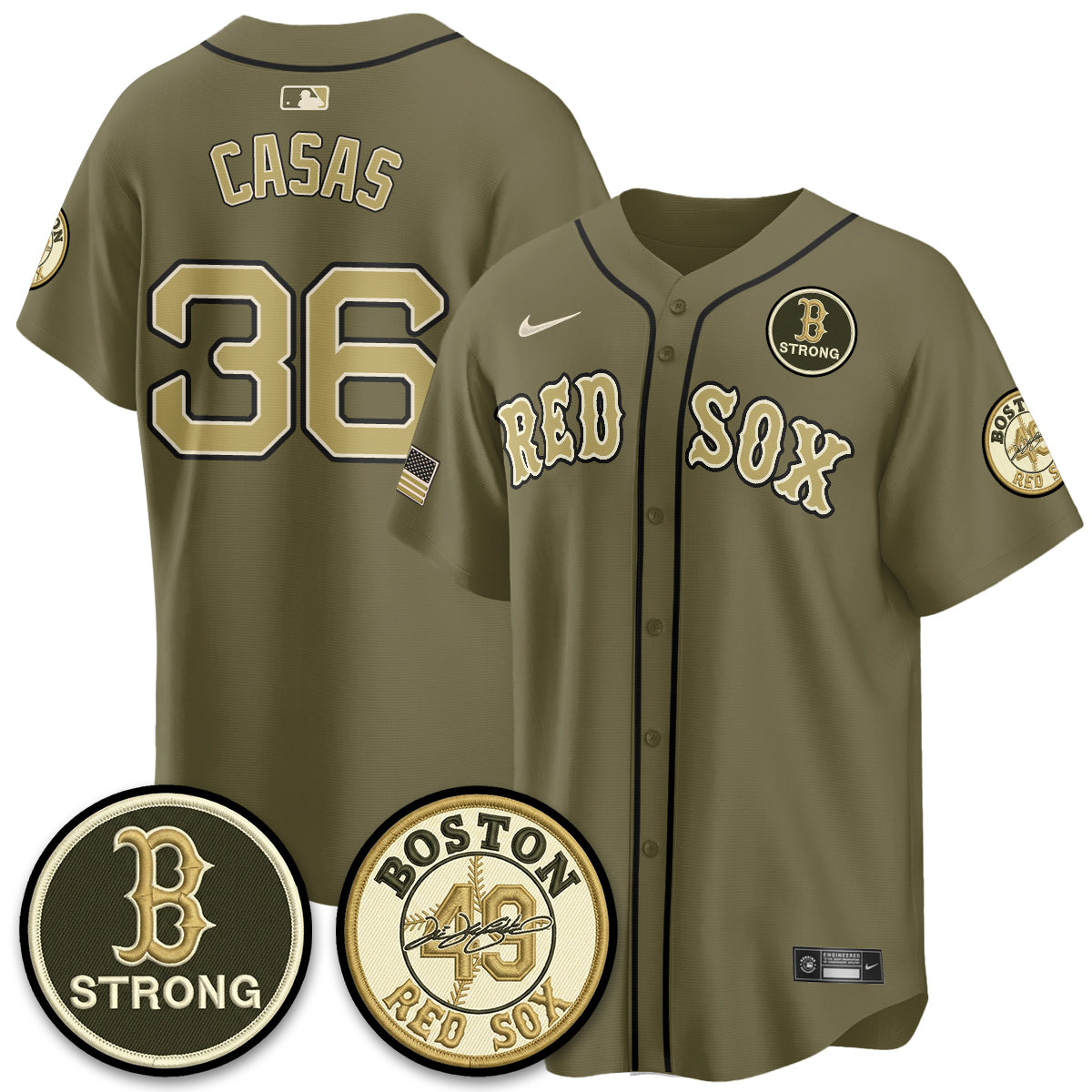 BOS New Era Olive 2026 Armed Forces Day Jersey - All Stitched-DTD