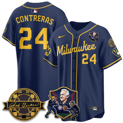 MIL Bob Uecker - 54 Seasons for Brewers' Vapor Limited Gold Jersey - All Stitched-DTD