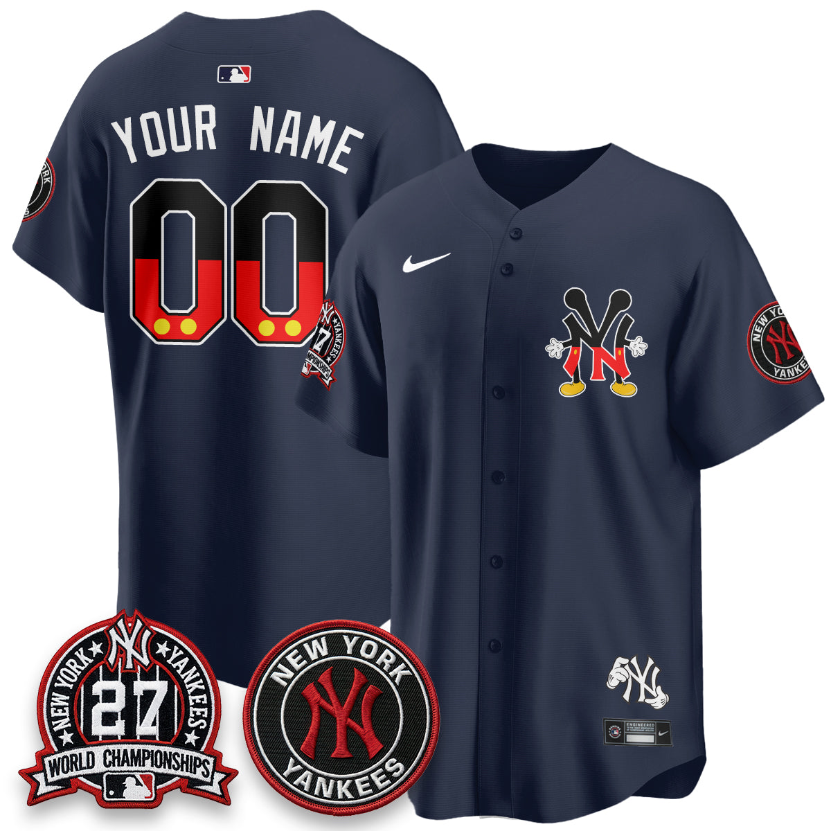 NYY x Mouse Vapor Limited Custom Jersey - Stitched-DTD