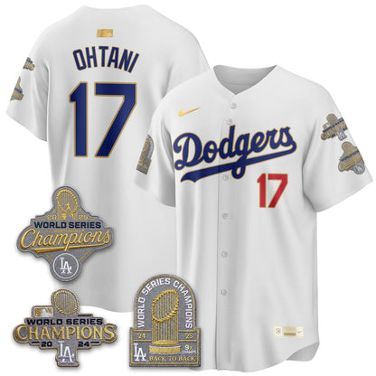 LAD Gold Collection Stadium Vapor Limited Jersey - Back to Back 9x Champs - All Stitched-DTD