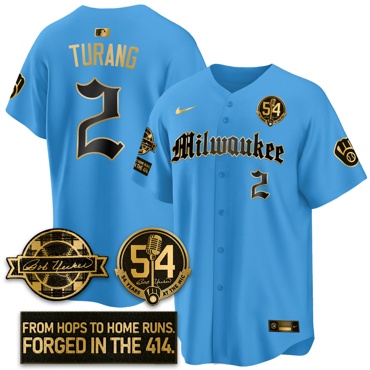 MIL Bob Uecker Patch Vapor Premier Limited Jersey - Gothic Edition - All Stitched-DTD