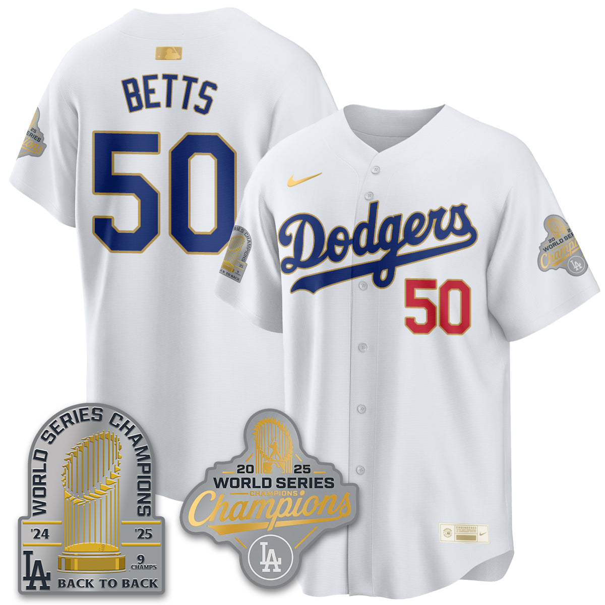 LAD Gold Collection Stadium Vapor Limited Jersey - 9x Champs - All Stitched-DTD