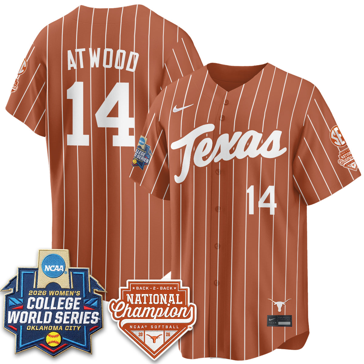 TEX Softball 2026 World Series (WCWS) Vapor Premier Limited Jersey - B2B Champs - All Stitched-DTD