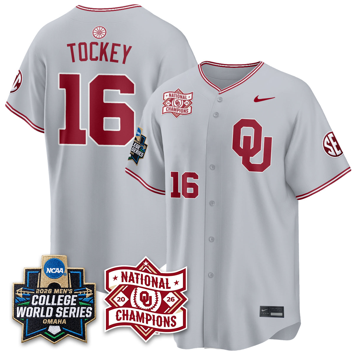 OU 2026 NCAA Baseball College World Series Champions Vapor Jersey - Stitched-DTD