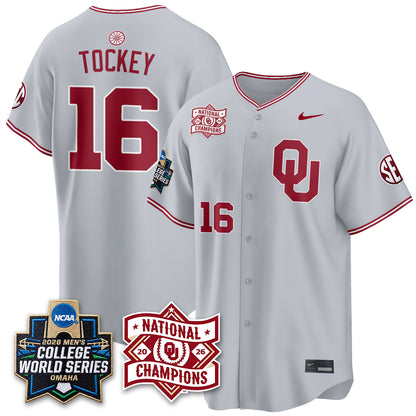OU 2026 NCAA Baseball College World Series Champions Vapor Jersey - Stitched-DTD