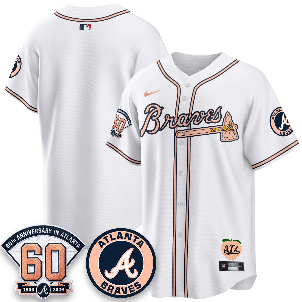 ATL 60th Anniversary Peach Edition Vapor Premier Limited Jersey - All Stitched-DTD