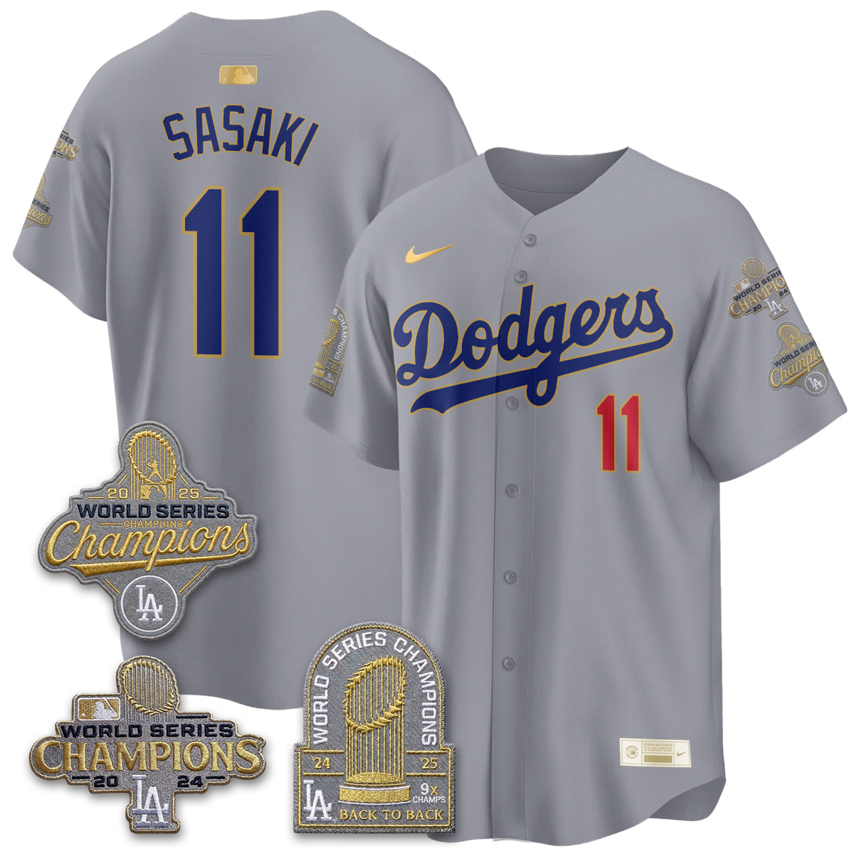 LAD Gold Collection Stadium Vapor Limited Jersey - Back to Back 9x Champs - All Stitched-DTD