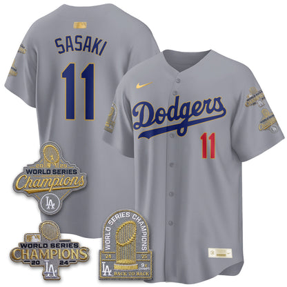 LAD Gold Collection Stadium Vapor Limited Jersey - Back to Back 9x Champs - All Stitched-DTD