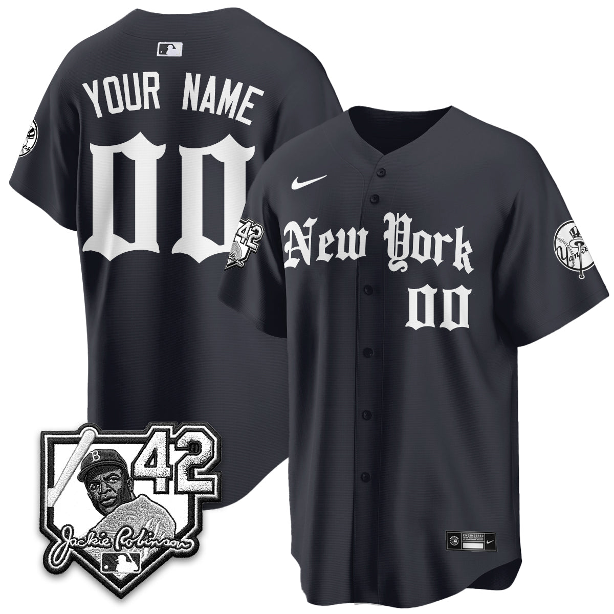 NYY 2026 Jackie Robinson Day Gothic Vapor Custom Limited Jersey - All Stitched-DTD