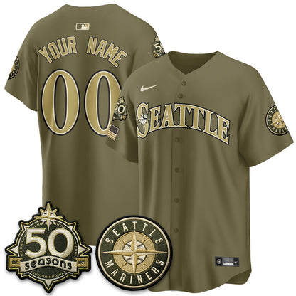 SEA New Era Olive 2026 Armed Forces Day Custom Jersey - All Stitched-DTD