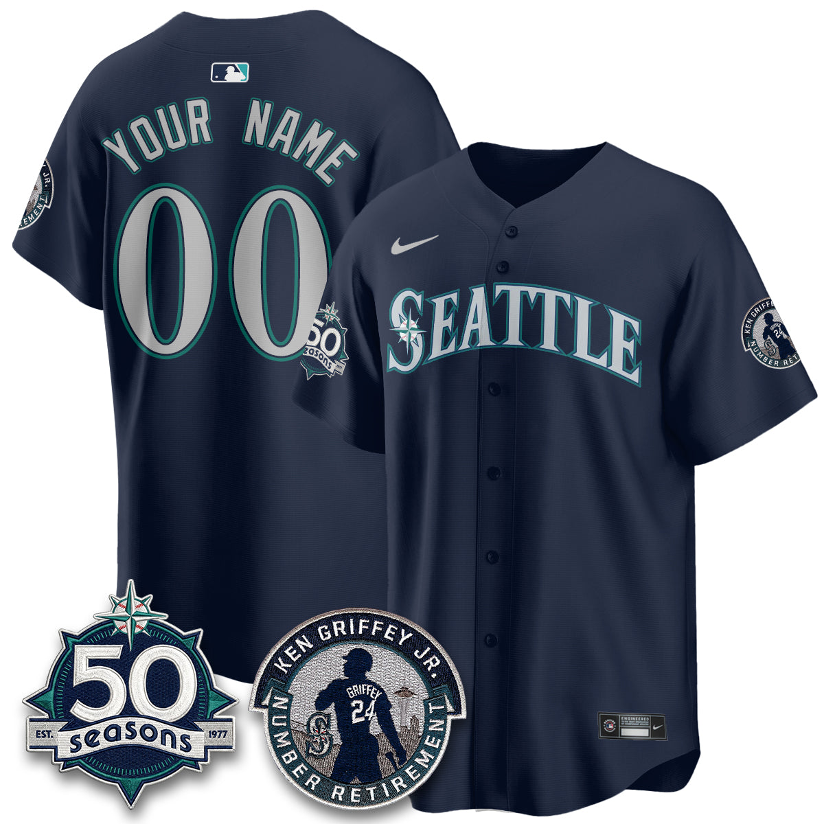 SEA Ken Griffey Jr. Patch Vapor Premier Limited Custom Jersey - All Stitched-DTD