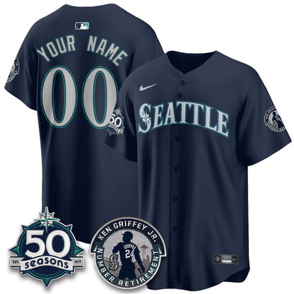 SEA Ken Griffey Jr. Patch Vapor Premier Limited Custom Jersey - All Stitched-DTD