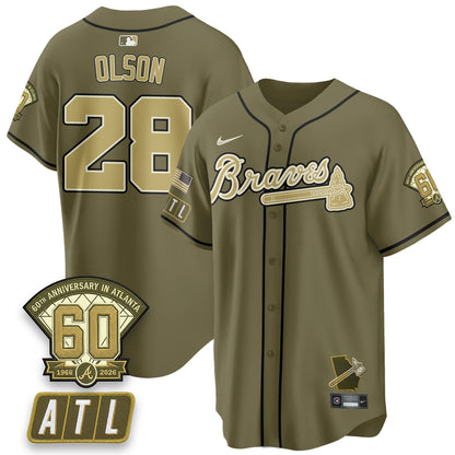 ATL New Era Olive 2026 Armed Forces Day Vapor Limited Jersey - All Stitched-DTD