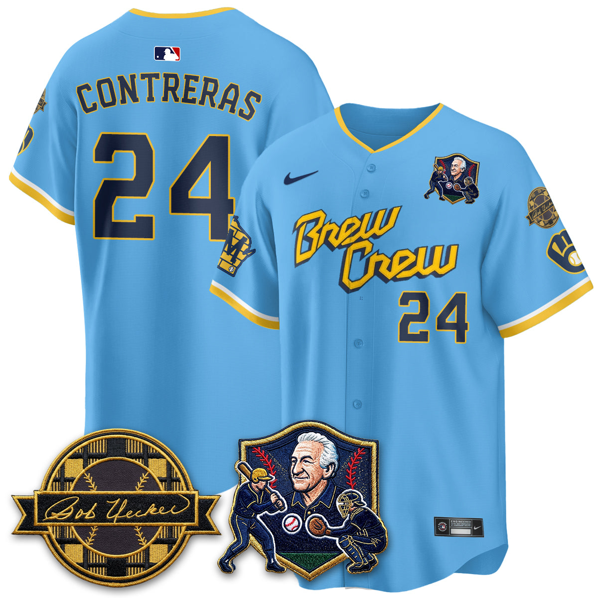 MIL Bob Uecker - 54 Seasons for Brewers' Vapor Limited Gold Jersey - All Stitched-DTD