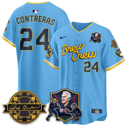 MIL Bob Uecker - 54 Seasons for Brewers' Vapor Limited Gold Jersey - All Stitched-DTD