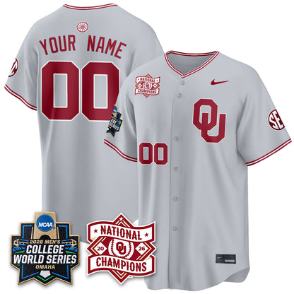 OU 2026 NCAA Baseball College World Series Champions Vapor Custom Jersey - Stitched-DTD
