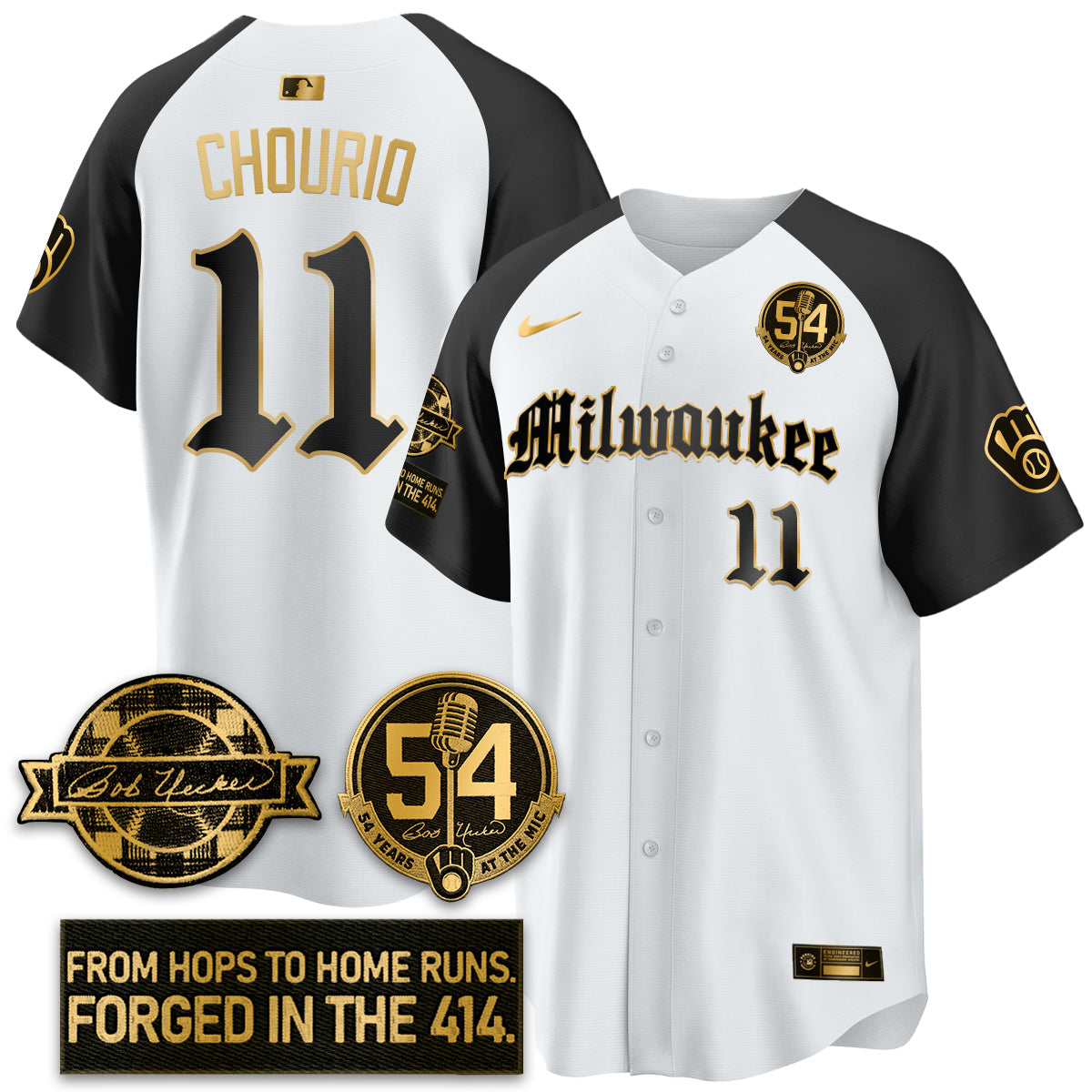 MIL Bob Uecker Patch Vapor Premier Limited Jersey - Gothic Edition - All Stitched-DTD