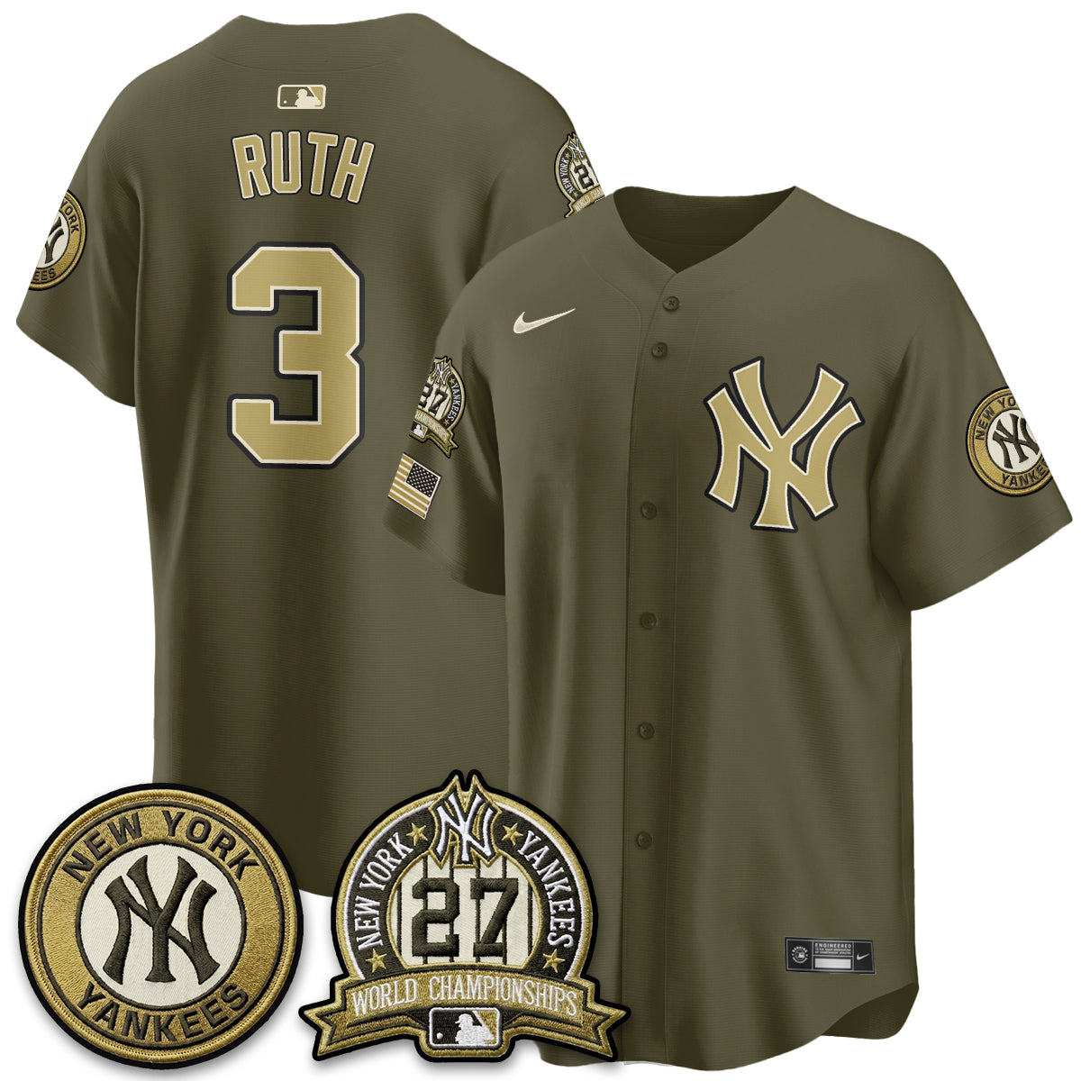 NYY New Era Olive 2026 Armed Forces Day Jersey -All Stitched-DTD
