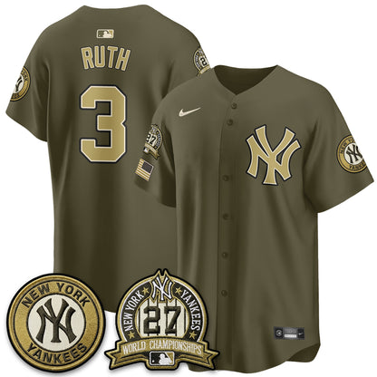 NYY New Era Olive 2026 Armed Forces Day Jersey -All Stitched-DTD