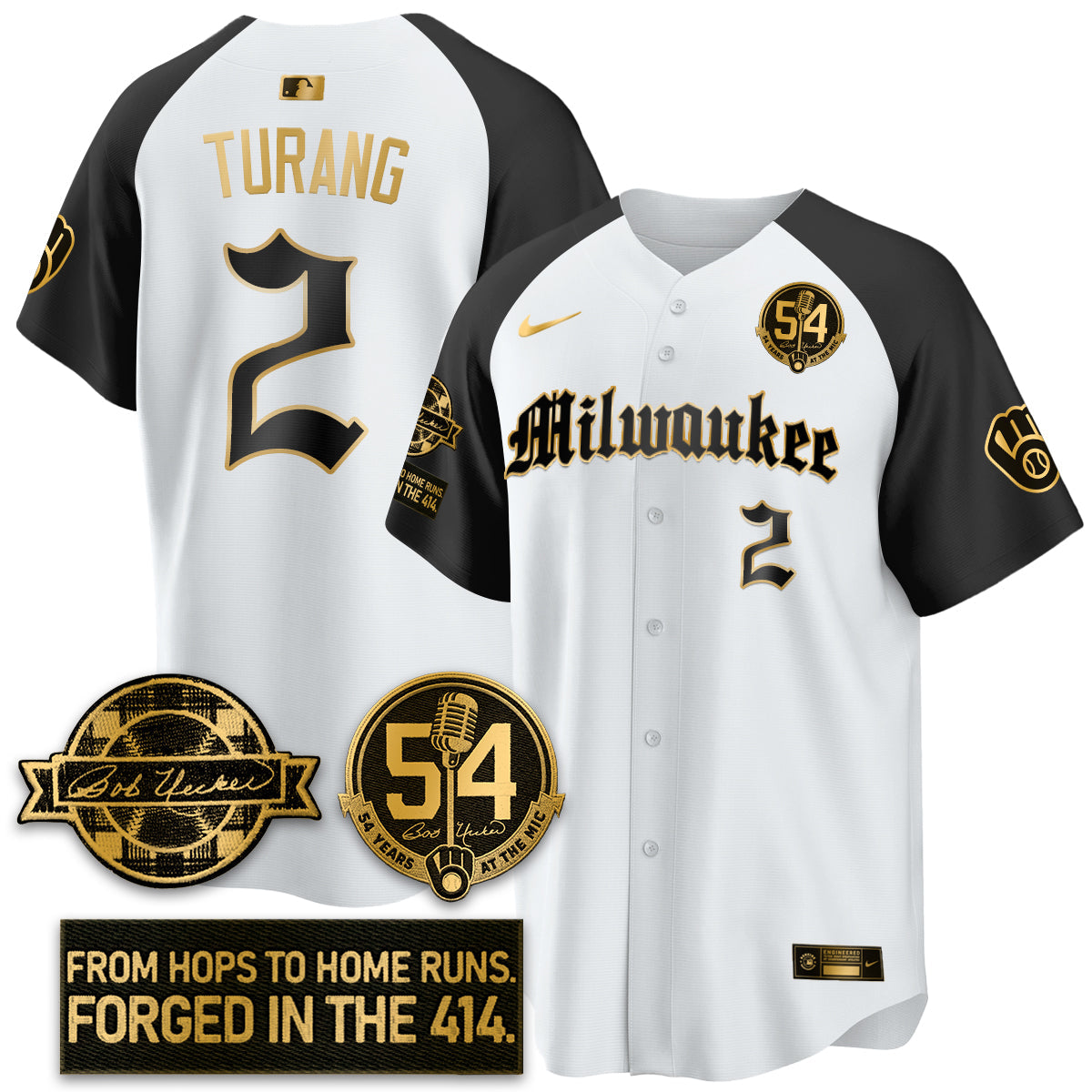 MIL Bob Uecker Patch Vapor Premier Limited Jersey - Gothic Edition - All Stitched-DTD