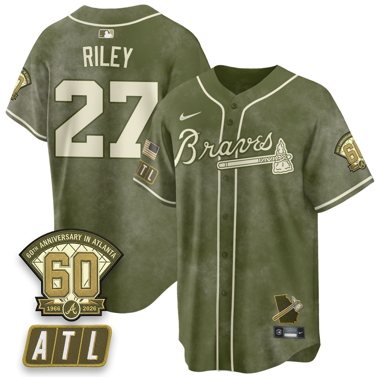 ATL New Era Olive 2026 Armed Forces Day Vapor Limited Jersey - All Stitched-DTD