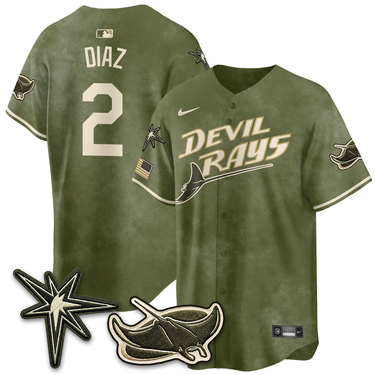 TB New Era Olive 2026 Armed Forces Day Jersey - All Stitched-DTD