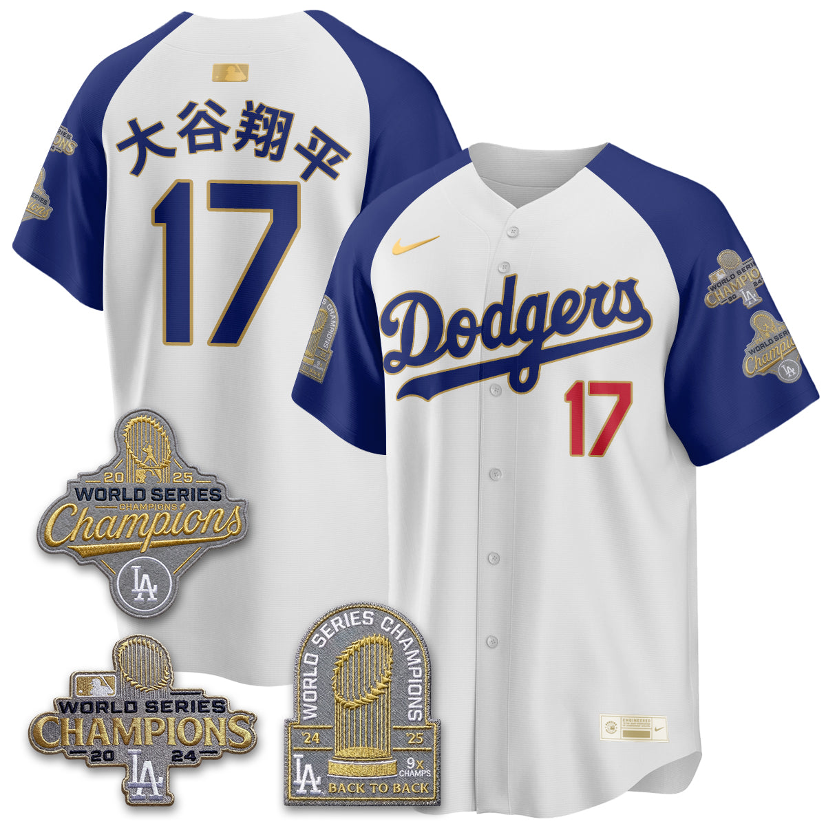 LAD Gold Collection Stadium Vapor Limited Jersey - Back to Back 9x Champs - All Stitched-DTD
