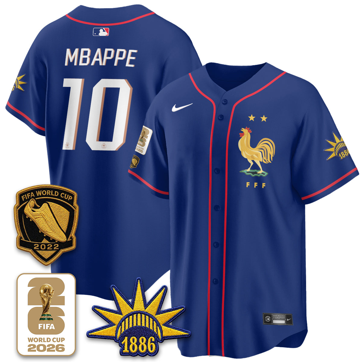 France Soccer National Team x Baseball Vapor Limited Jersey - Stitched-DTD