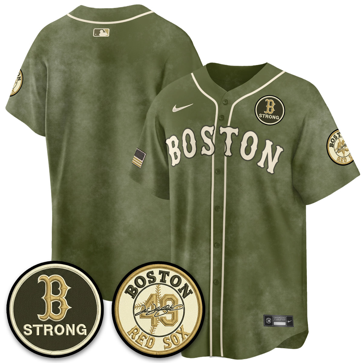 BOS New Era Olive 2026 Armed Forces Day Jersey - All Stitched-DTD