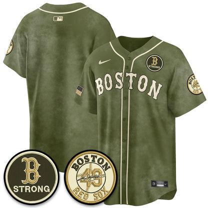 BOS New Era Olive 2026 Armed Forces Day Jersey - All Stitched-DTD