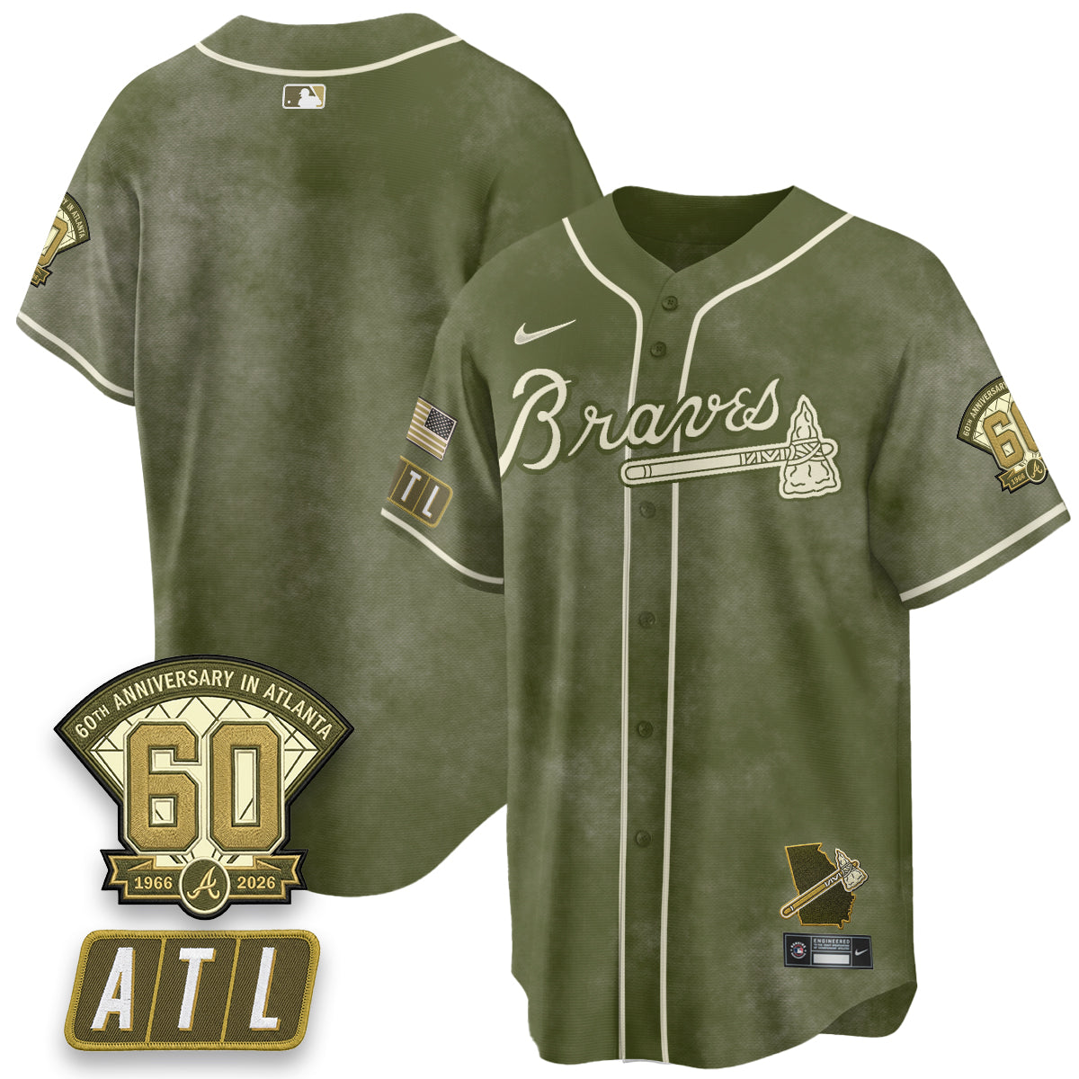 ATL New Era Olive 2026 Armed Forces Day Vapor Limited Jersey - All Stitched-DTD