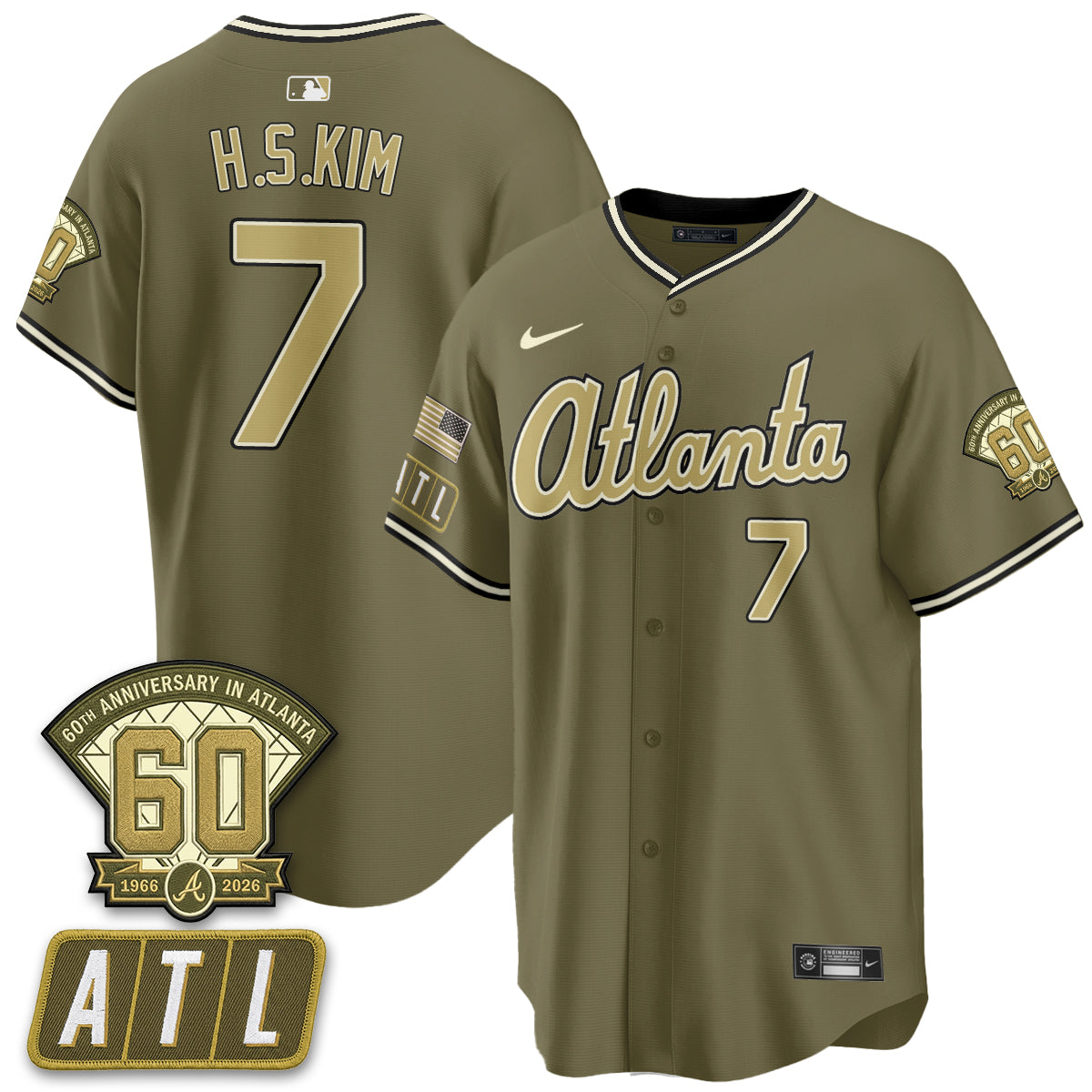 ATL New Era Olive 2026 Armed Forces Day Vapor Limited Jersey - All Stitched-DTD