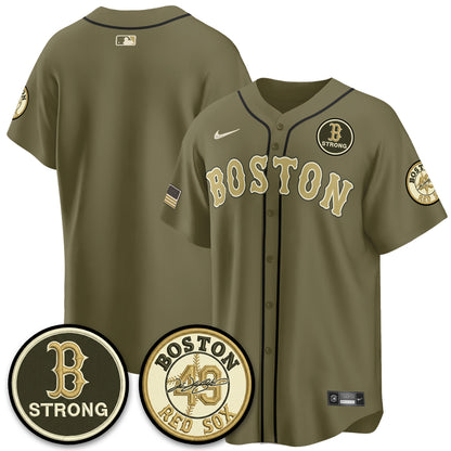 BOS New Era Olive 2026 Armed Forces Day Jersey - All Stitched-DTD