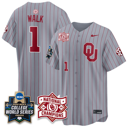 OU 2026 NCAA Baseball College World Series Champions Vapor Jersey - Stitched-DTD