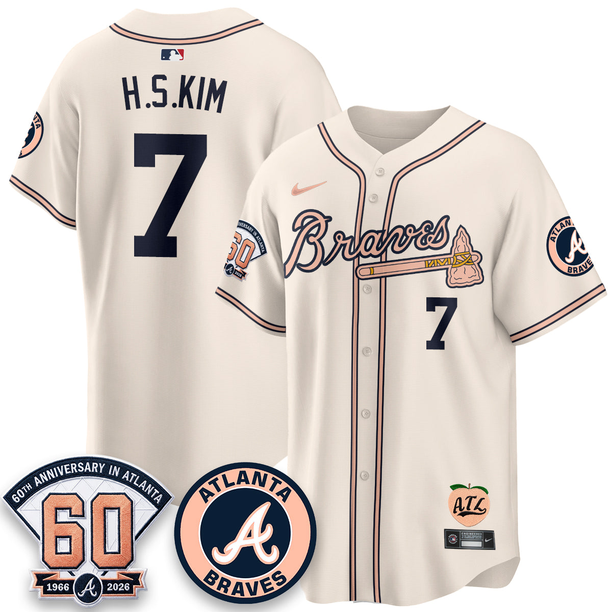 ATL 60th Anniversary Peach Edition Vapor Premier Limited Jersey - All Stitched-DTD