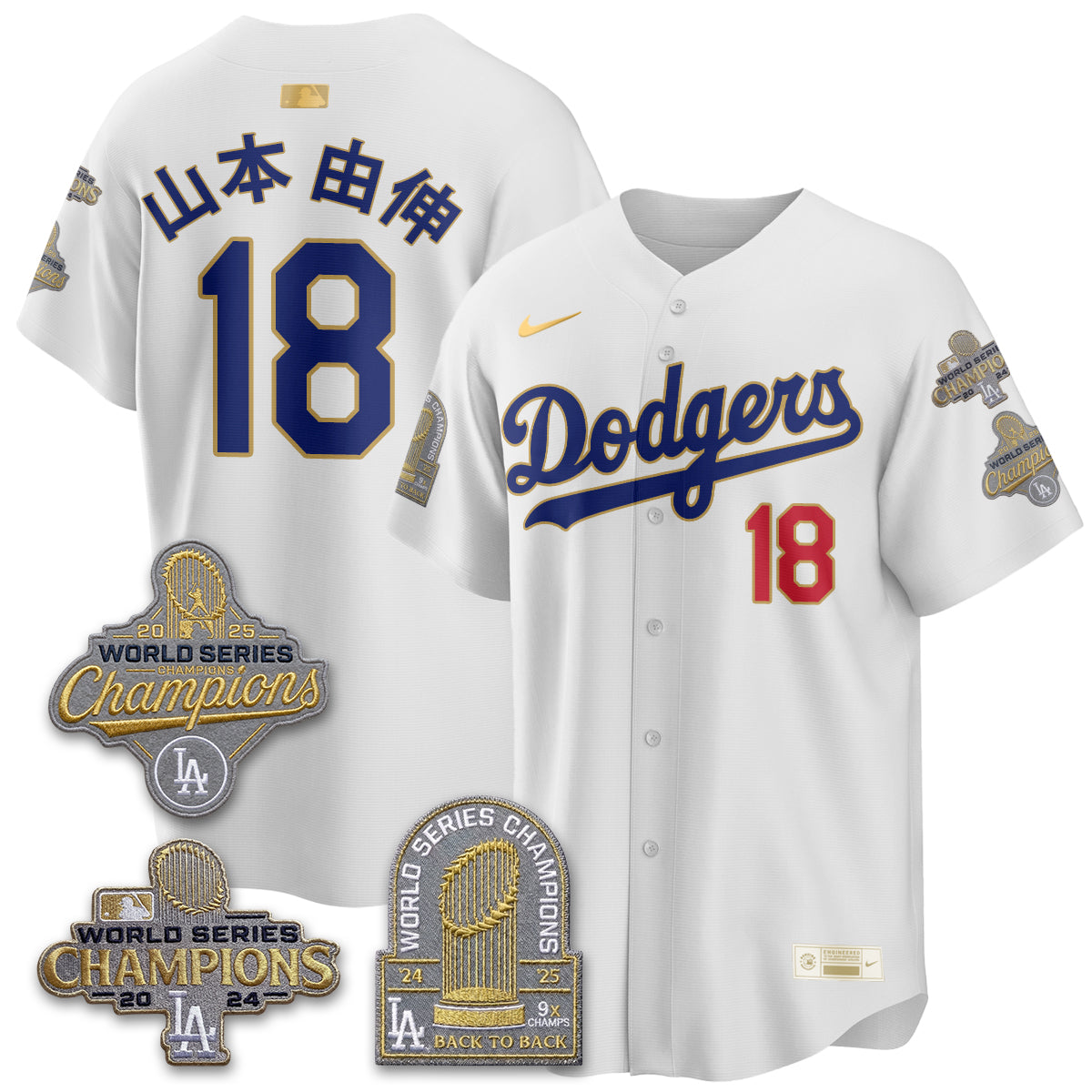 LAD Gold Collection Stadium Vapor Limited Jersey - Back to Back 9x Champs - All Stitched-DTD