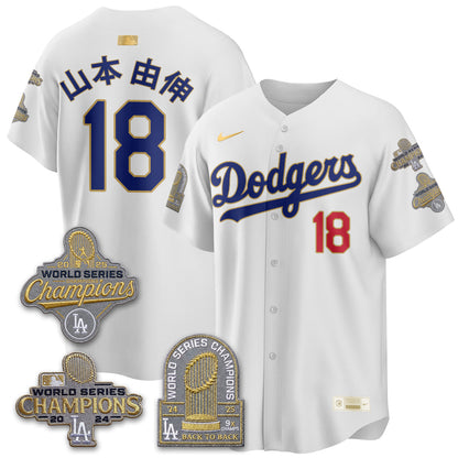 LAD Gold Collection Stadium Vapor Limited Jersey - Back to Back 9x Champs - All Stitched-DTD