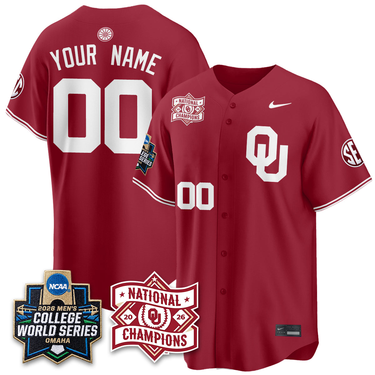 OU 2026 NCAA Baseball College World Series Champions Vapor Custom Jersey - Stitched-DTD