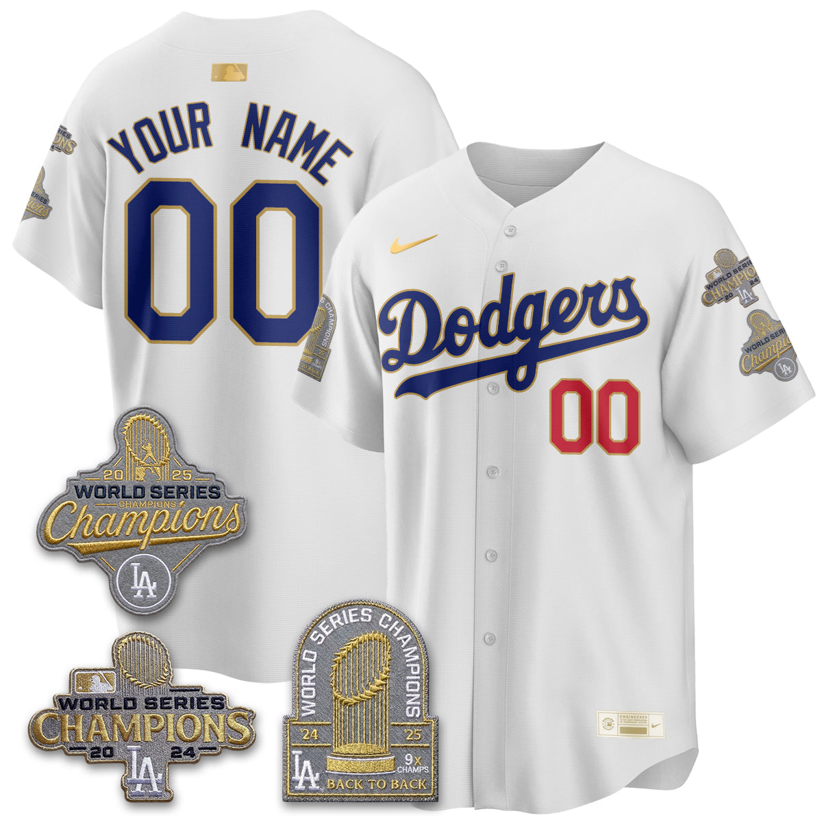 LAD Gold Collection Stadium Vapor Limited Custom Jersey - Back to Back 9x Champs - All Stitched-DTD