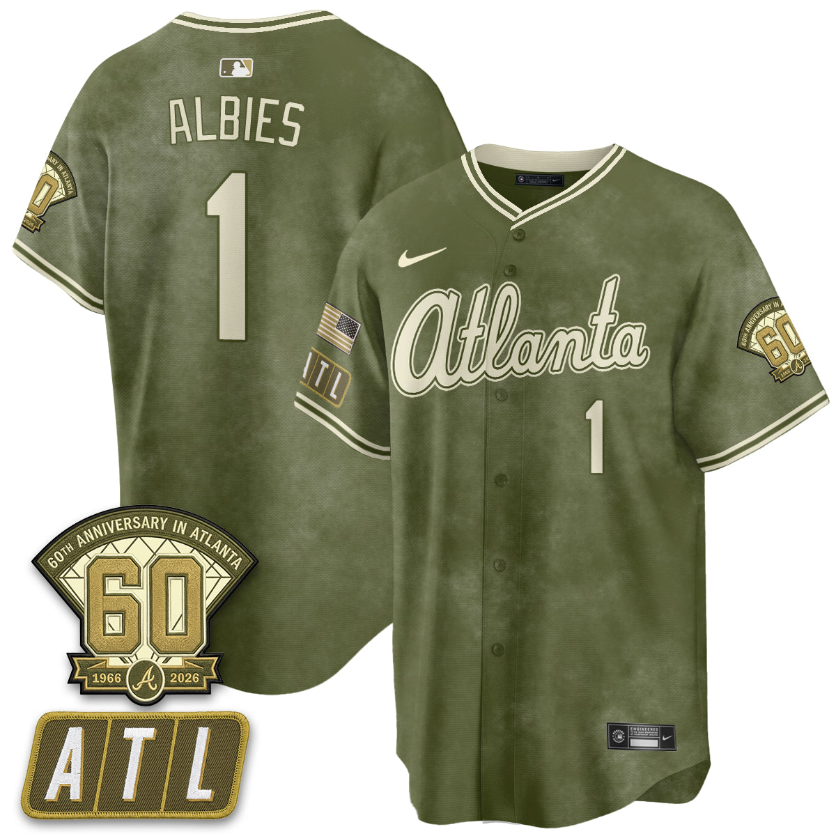 ATL New Era Olive 2026 Armed Forces Day Vapor Limited Jersey - All Stitched-DTD