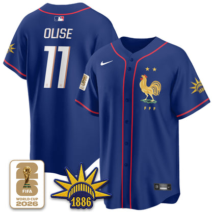 France Soccer National Team x Baseball Vapor Limited Jersey - Stitched-DTD