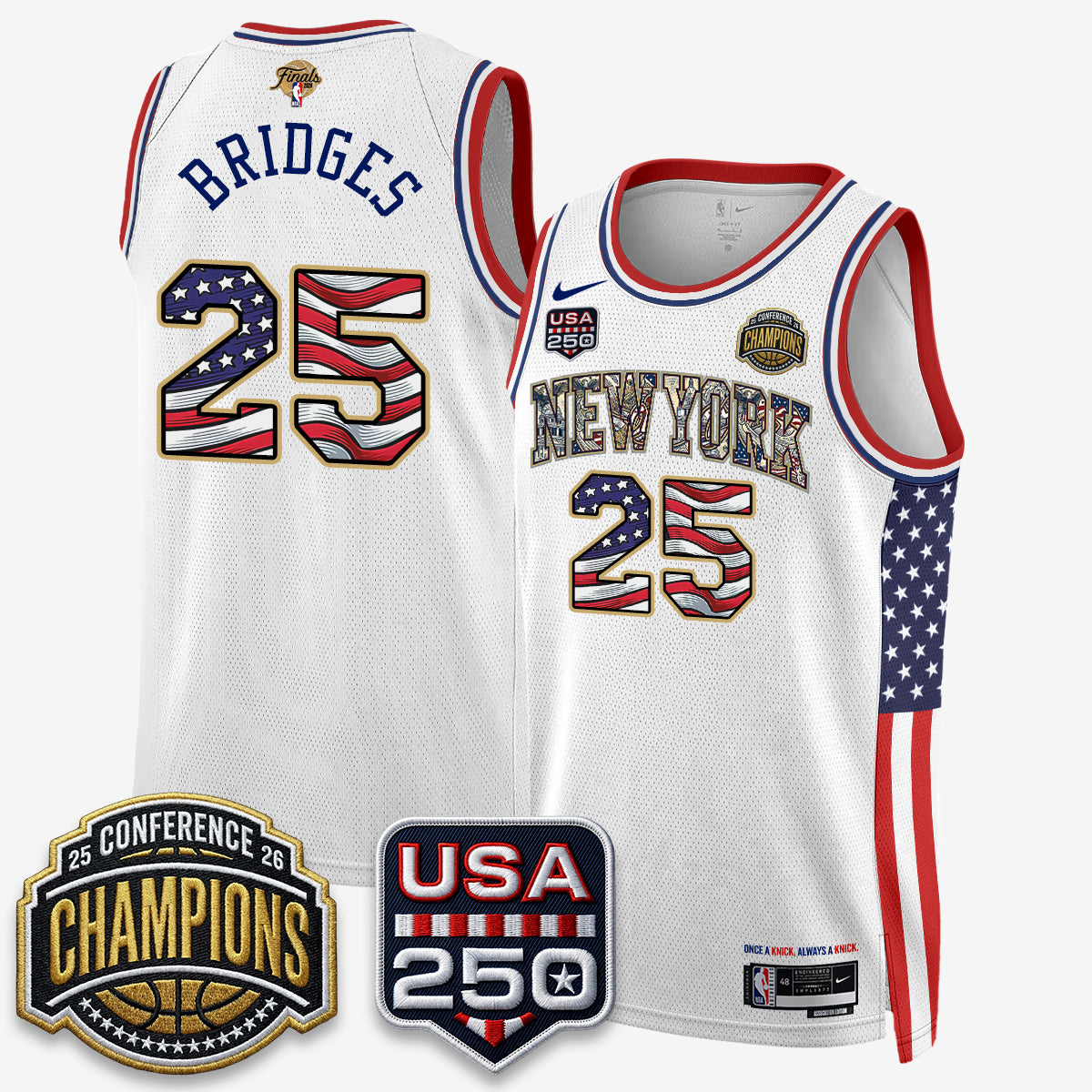 NYK 2026 NBA Eastern Conference Champions x Fourth of July Vapor Jersey - Stitched-DTD