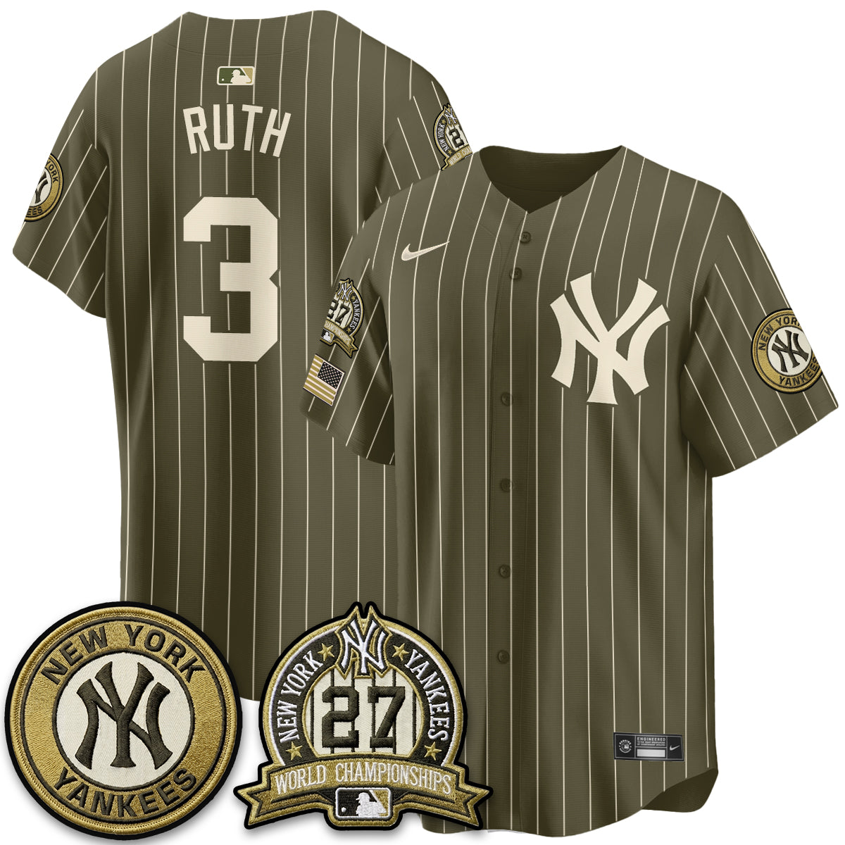 NYY New Era Olive 2026 Armed Forces Day Jersey -All Stitched-DTD