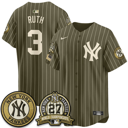 NYY New Era Olive 2026 Armed Forces Day Jersey -All Stitched-DTD